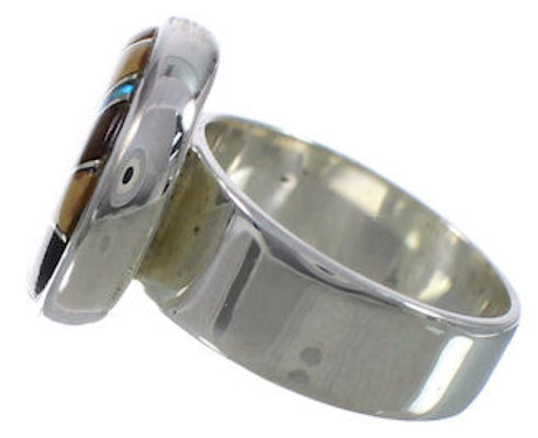 Heavy Multicolor Southwestern And Silver Ring Size 6-3/4 WX37925