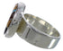 Heavy Multicolor Inlay And Silver Ring Size 4-3/4 WX37823