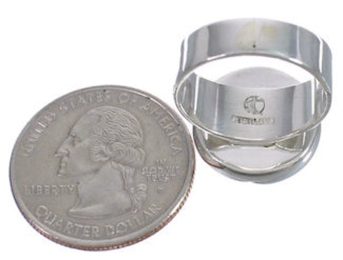 Heavy Multicolor Inlay And Silver Ring Size 4-3/4 WX37823