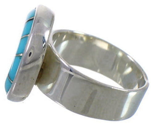 Well-Built Turquoise Inlay And Sterling Silver Ring Size 6 WX37954