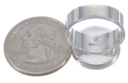 Substantial Turquoise Inlay And Silver Ring Size 8-1/4 WX37989