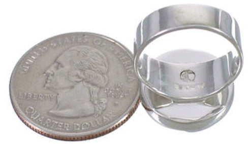 Heavy Turquoise Inlay Sterling Silver Ring Size 6 WX38083