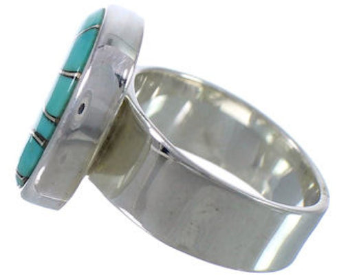 Heavy Turquoise Sterling Silver Ring Size 6-3/4 WX38273