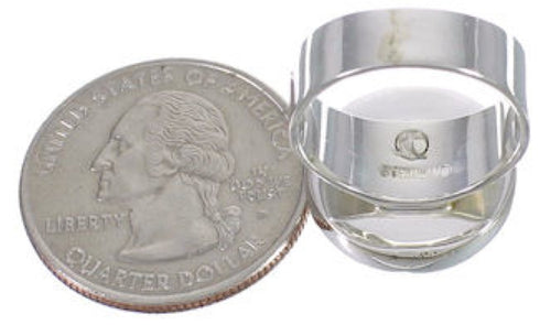 Heavy Turquoise Sterling Silver Ring Size 6-3/4 WX38273