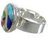High Quality Multicolor Inlay Sterling Silver Ring Size 7-3/4 WX38338