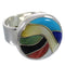 Sturdy Sterling Silver And Multicolor Inlay Ring Size 5 WX38355