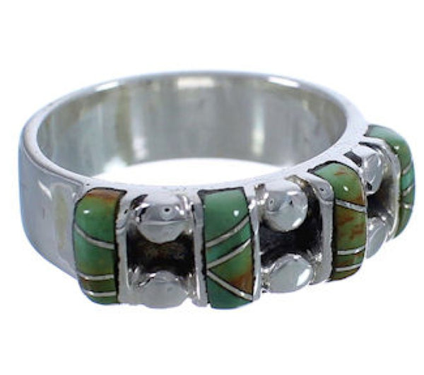 Southwest Sterling Silver Turquoise Inlay Ring Size 7-1/4 WX34444