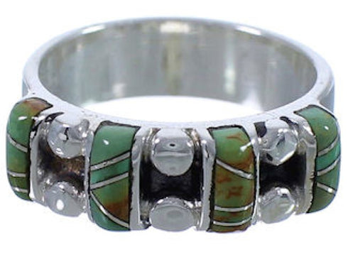 Southwest Sterling Silver Turquoise Inlay Ring Size 7-1/4 WX34444