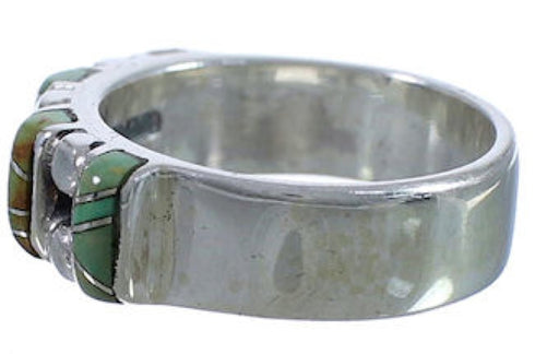 Southwest Sterling Silver Turquoise Inlay Ring Size 7-1/4 WX34444