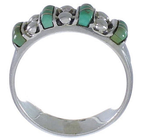 Turquoise Inlay Southwest Sterling Silver Ring Size 8-1/4 WX34472