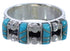 Southwestern Turquoise Inlay Sterling Silver Ring Size 4-3/4 WX34478