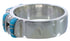 Silver Turquoise Inlay Jewelry Ring Size 7-3/4 WX34568
