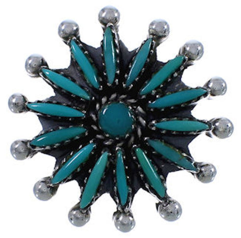 Southwest Turquoise Needlepoint Sterling Silver Ring Size 5-1/2 AX87433