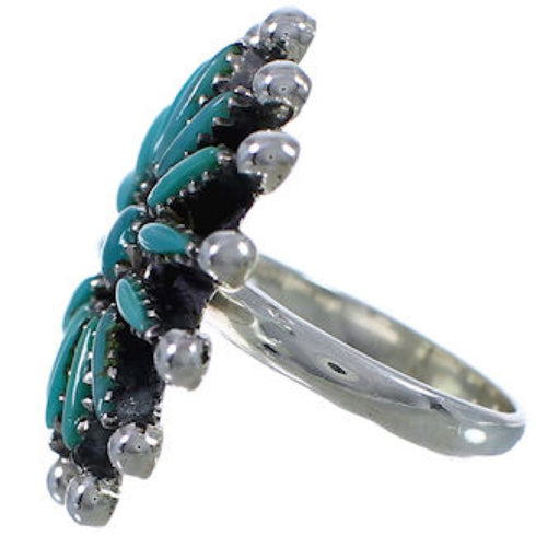 Authentic Silver Needlepoint Turquoise Ring Size 5-1/4 WX34514