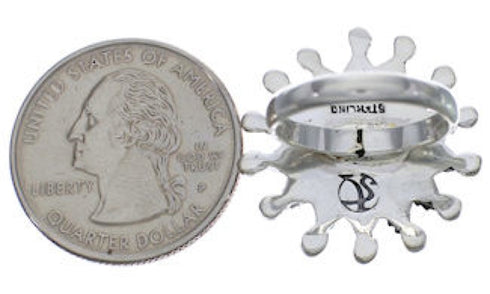 Southwest Turquoise Needlepoint Sterling Silver Ring Size 5-1/2 AX87433