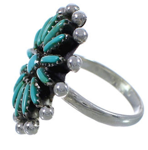 Southwestern Silver Needlepoint Turquoise Ring Size 5-3/4 WX34527