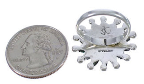 Southwestern Silver Needlepoint Turquoise Ring Size 5-3/4 WX34527