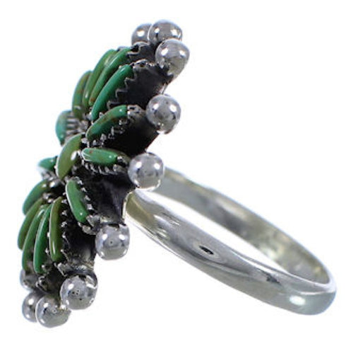 Turquoise Needlepoint Silver Southwest Jewelry Ring Size 7 AX87445