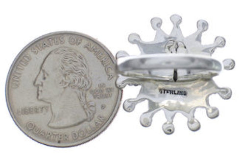 Turquoise Needlepoint Silver Southwest Ring Size 6-1/2 AX87444