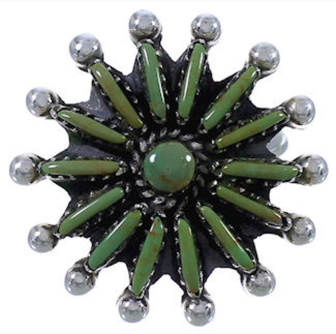 Turquoise Southwest Sterling Silver Needlepoint Ring Size 7-1/2 AX87428
