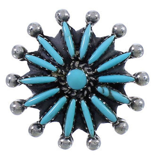 Turquoise Southwestern Silver Needlepoint Ring Size 5-1/2 AX87519