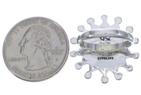 Turquoise Genuine Silver Jewelry Needlepoint Ring Size 7-1/4 WX34618