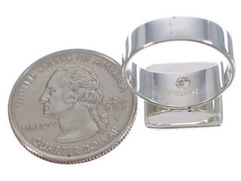 Heavy Turquoise Sterling Silver Ring Size 7-1/4 WX39869