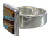 Well-Built Sterling Silver Multicolor Inlay Ring Size 8-3/4 WX39889