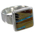 Sturdy Silver Multicolor Inlay Jewelry Ring Size 8-1/2 WX39931