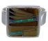 Well-Built Multicolor Inlay Silver Ring Size 7-3/4 WX39904