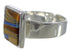 Well-Built Multicolor Inlay Silver Ring Size 7-3/4 WX39904