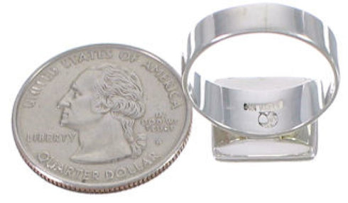 Well-Built Multicolor Inlay Silver Ring Size 7-3/4 WX39904