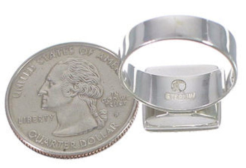 Sterling Silver Heavy Turquoise Ring Size 7-3/4 WX40024