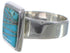Substantial Turquoise Inlay Sterling Silver Ring Size 7-3/4 WX40621