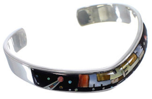 Native American Design Multicolor Sterling Silver Bracelet RS52310