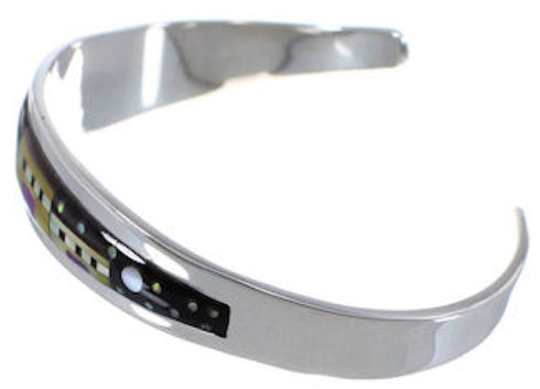 Silver Multicolor Native American Design Cuff Bracelet RS52312