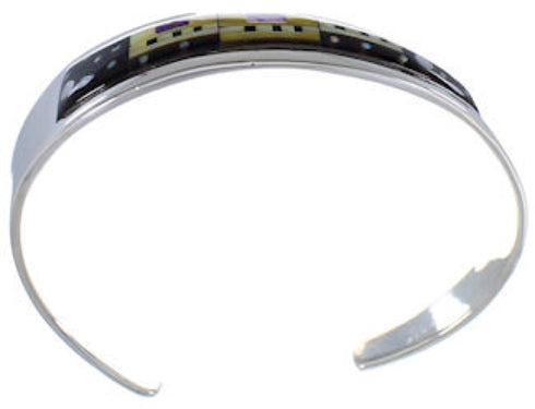 Silver Multicolor Native American Design Cuff Bracelet RS52312