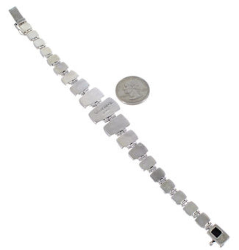 Multicolor Inlay Sterling Silver Whiterock Link Bracelet RS46044