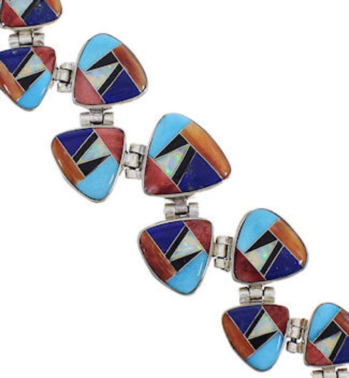 Whiterock Turquoise Multicolor Inlay Jewelry Link Bracelet AS29606