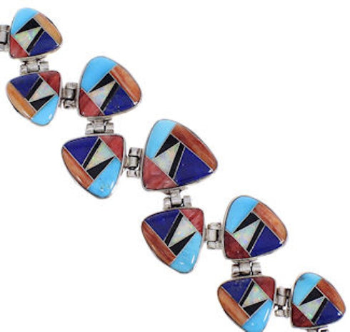 Lapis Multicolor Silver Jewelry Whiterock Link Bracelet AS29605
