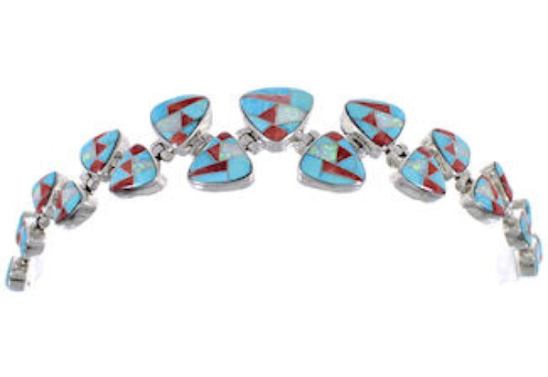 Whiterock Silver Turquoise Multicolor Link Bracelet Jewelry HS32985