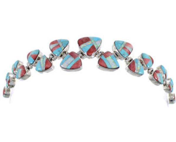 Turquoise Opal Red Oyster Shell Whiterock Link Bracelet HS32974