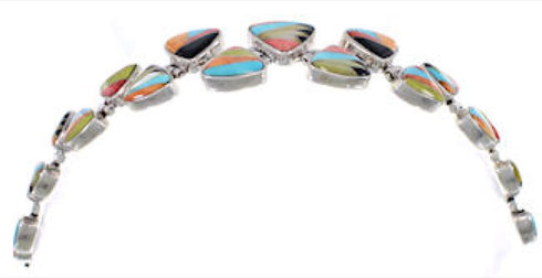 Turquoise Multicolor Sterling Silver Whiterock Link Bracelet AS29608