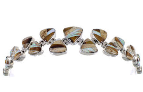 Whiterock Tiger Eye Multicolor Silver Jewelry Link Bracelet AS29593