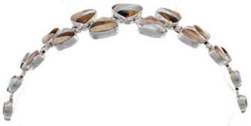 Multicolor Tiger Eye Sterling Silver Whiterock Link Bracelet AS29595