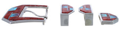 Turquoise Multicolor Inlay Sterling Silver Ranger Belt Buckle NS40199