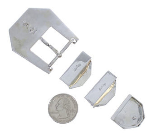 Turquoise Multicolor Inlay Sterling Silver Ranger Belt Buckle NS40199