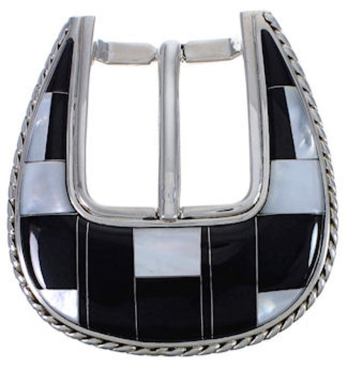 Silver Mother Of Pearl Black Jade Ranger Belt Buckle Jewelry DS55314