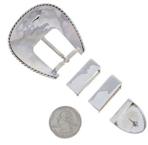 Silver Mother Of Pearl Black Jade Ranger Belt Buckle Jewelry DS55314