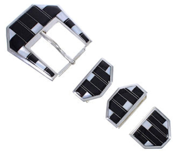 Mother Of Pearl Black Silver Jewelry Ranger Belt Buckle RS39374